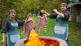 Juicy lamb ribs recipe in tandoor oven  Cooking outdoors in the village [upl. by Lawford824]