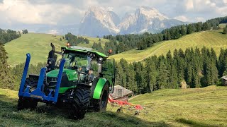 Heuernte im extremen Gelände  Heuernte auf der Seiser Alm [upl. by Ihtak]