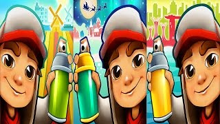 Subway Surfers AMSTERDAM vs WINTER 2016 vs SINGAPORE HD [upl. by Lebasi]