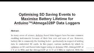 Optimising SD Saving Events to Maximise Battery Lifetime for Arduino™Atmega328P Data Loggers [upl. by Brandwein320]