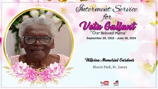 Interment Service for Veta Gallant [upl. by Aynwad]