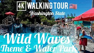 4k Virtual Walking Tour inside Wild Waves Theme and Water Park in Federal Way Washington State 🇺🇸 [upl. by Iem]