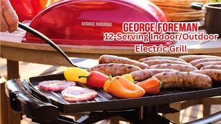 George Foreman 12Serving IndoorOutdoor Electric Grill  George Foreman Indoor Smokeless Grill [upl. by Spencer282]