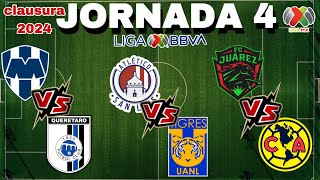 JORNADA 4  Fechas horarios y canales ✨ Liga mx clausura2024 [upl. by Einnig]