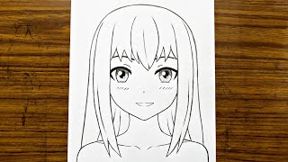 How to draw anime girl  How to draw for beginners Cute anime drawing tutorial  Anime drawing [upl. by Anitnuahs]