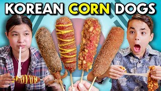 Kids Try Korean Corn Dogs  Kids Vs Food [upl. by Arahat214]