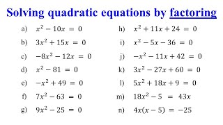 Solving Quadratic Equations by Factoring│Algebra [upl. by Gurtner]