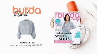 Nähanleitung Nähen mit burda –lässige Bomberjacke 5A  burda easy 123 5848 [upl. by Walcoff]