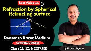 Refraction by Spherical refracting Surface Denser to Rarer medium  Ray Optics  12 Physics cbse [upl. by Korry]