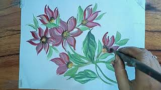 Flower Painting in Acrylic  Easy Flower Painting  Watercolor Flower Painting [upl. by Kirad]