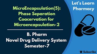 Phase Separation Coacervation for MicroEncapsulation2  BPharm  NDDS Semester 7 [upl. by Tasiana]