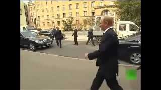 President Vladimir Putin walks alone in the streets of St Petersburg in the Russian [upl. by Yonatan]