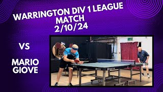 Neil Myatt vs Mario Giove Antispin BH  Warrington Div 1 League Match  21024 [upl. by Sirk]