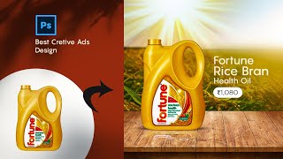 Photoshop Tutorial  Food Oil Product Advertising Design  Social Media Post  Hindiहिंदी [upl. by Robbi]