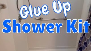 Glue Up Shower Wall Kit amp Base Installation  Demo  Installation  Drywall Repair  Ultra Plumbing [upl. by Valentino]