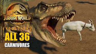 All 36 Carnivores Eating Goat  Jurassic World Evolution 2 4K 60FPS [upl. by Monaco577]