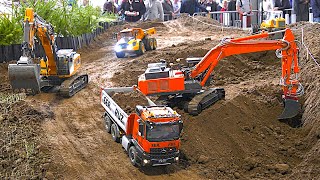 Fantastic RC Construction Site RC Excavators Dump Trucks Faszination Modellbau Friedrichshafen 2023 [upl. by Nytnerb]