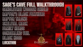 Sages Cave Full Walkthrough  Raptor Talons and Concealing Veil location  Elden Ring [upl. by Niledam93]