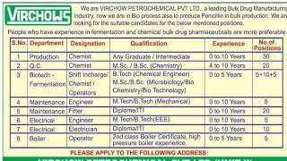 Virchow Petrochemicals Ltd SMS Lifesciences  Recruitment  Multiple Dept  Date 2024 [upl. by Post236]