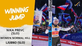 Nika Prevc sends Slovenian fans wild in Ljubno  FIS Ski Jumping World Cup 2324 [upl. by Enerak986]