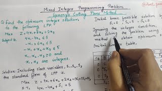 Mixed Integer Programming Problems  Gomorys Cutting Plane Method  Fractional cut Method  IPP [upl. by Rheims834]