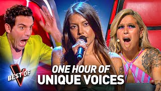 ONE HOUR of the most UNIQUE VOICES in the Blind Auditions of The Voice [upl. by Eilasor]