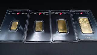 ArgorHeraeus 2g 5g 10g amp 20g Gold Minted Bars [upl. by Suired]