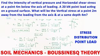 Numerical in Stress Distribution in Soils l Boussinesqs Equation for point load Problem [upl. by Schou96]