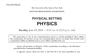 June 2024 Physics Regents Review Part 1 Multiple Choice Questions 150 [upl. by Enelez345]