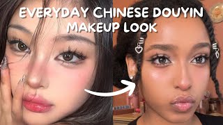 EVERYDAY CHINESE DOUYIN MAKEUP LOOK ON BROWN SKIN [upl. by Gittle428]