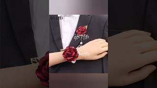 Wrist Flower amp Boutonniere Silk Rose Pearl 🌹🌹foryou subscribe shorts [upl. by Atteram]