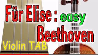 Für Elise  Beethoven  Easy Violin  Play Along Tab Tutorial [upl. by Derreg]