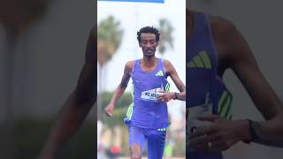 Yomif Kejelcha  Half Marathon World Record 5730quot worldrecords halfmarathon trackandfield [upl. by Gratia]