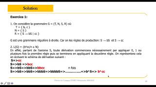 9 Théorie des Langages et CompilationGrammaire et Classification de ChomskyCorrection exercices [upl. by Yluj]