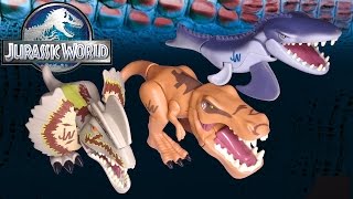 Opening 3 Jurassic World CHOMPERS Trex Mosasaurus Dilophosaurs [upl. by Julienne]