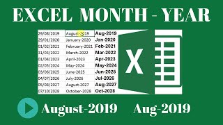 How To Get Month and Year From Date EXCEL Aug2019 [upl. by Neille]