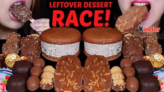 ASMR EXTREME LEFTOVER DESSERT RACE GIANT MACARON ICE CREAM FERRERO EGGS KINDER HIPPO MARSHMALLOW [upl. by Esilram969]