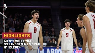 Mens Volleyball  USC 3 Lincoln Memorial 1 Highlights 11324 [upl. by Adlare]