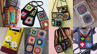 Very useful and colourful crochet phone cover  case  pouch phone case free pattern granny square [upl. by Carlen627]