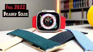 ALL NEW APPLE BRAIDED SOLO BANDS FOR APPLE WATCH ULTRA  S8 REVIEWED ALL COLORS  GIVEAWAY [upl. by Purdum]