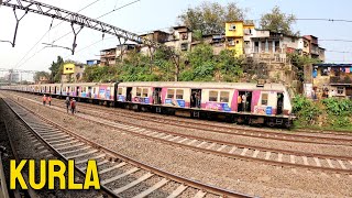 Arriving KURLA Station Harbour Railway  Mumbai Houses near Railway Track Central Railway [upl. by Yahska413]