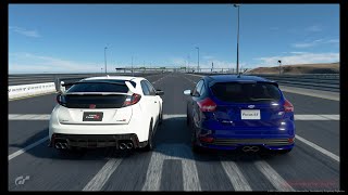 Honda Civic Type RFK215 VS Ford Focus ST15  Drag Race 130 [upl. by Genvieve]