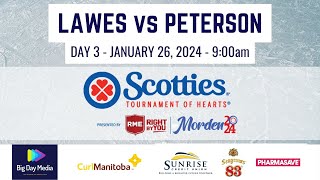 LAWES vs PETERSON  2024 Scotties Tournament of Hearts Presented by RME Day 3 [upl. by Lowndes]