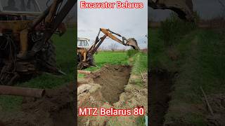 excavator Belarus MTZ 80 traktor excavator tractor machinery belarus mtz [upl. by Ailel]