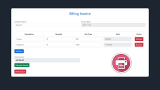 Billing Invoice System In JavaScript  JavaScript Billing System Project [upl. by Ace423]