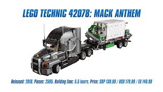 LEGO Technic 42078 Mack Anthem Indepth Review amp Speed Build 4K [upl. by Cardon]