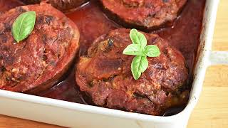 Melanzane ripiene di carne cotte al forno con sugo di pomodoro ricetta facile e gustosa [upl. by Stonwin]