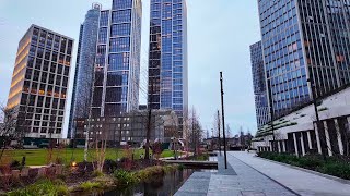 4K Vauxhall amp Embassy Gardens  London Morning Walk [upl. by Skipp]