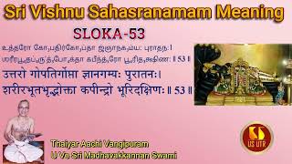 Sri Vishnu Sahasranamam Meaning  Sloka 53  Thaiyar Aachi Vangipuram U Ve Sri Madhavakkannan Swami [upl. by Lance]