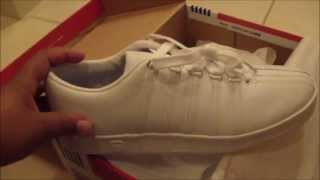 Shoe Review amp Unboxing K Swiss Classic Low White Plus Quick OOTD [upl. by Saerdna]